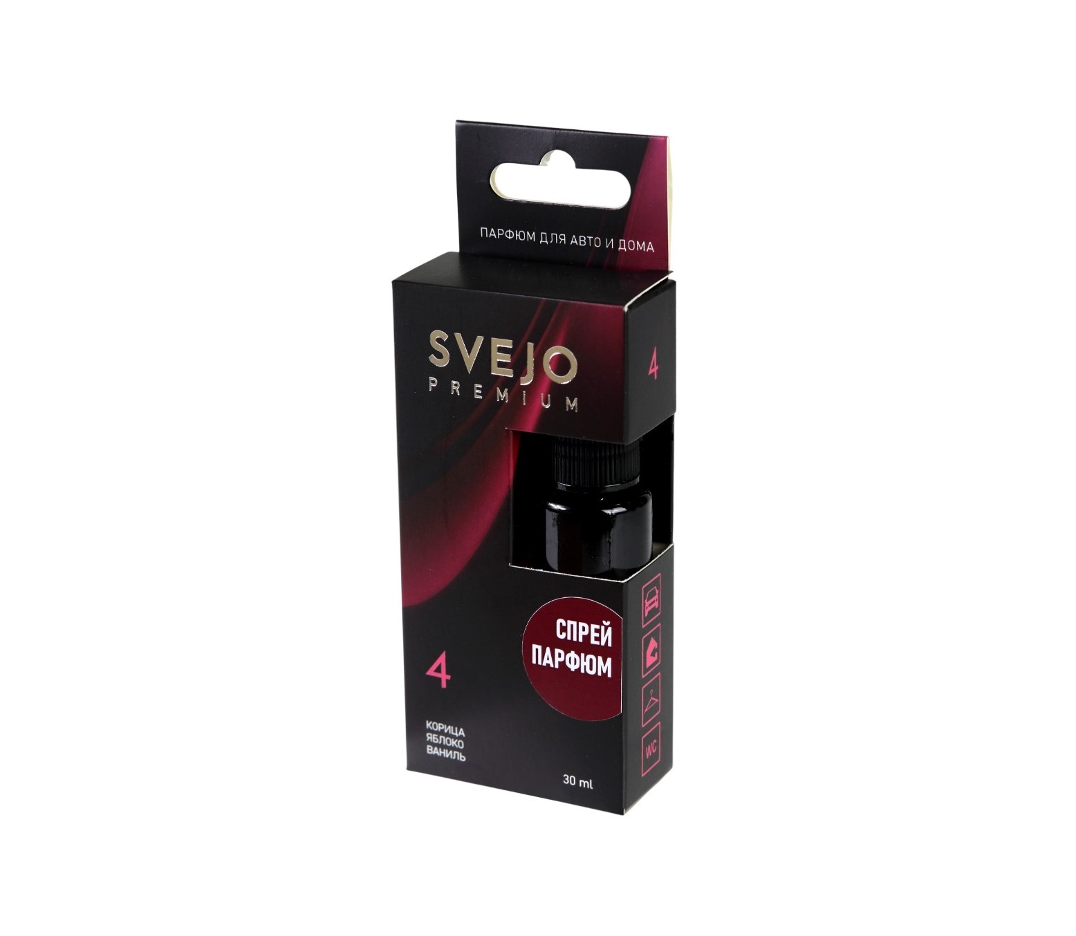 Ароматизатор SVEJO №4 (парфюмированный спрей) картон корица, яблоко, ваниль