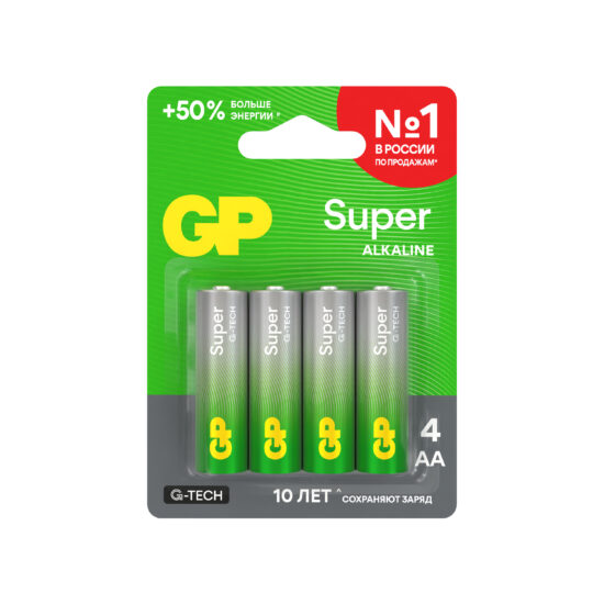 Батарейка алкалиновая GP Super G-Tech 15А АA (LR6), 4 шт.