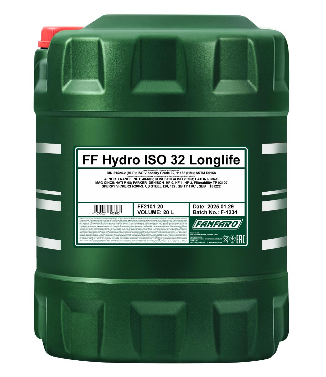 2101-020 Масло гидравлическое минеральное Hydro ISO 32, (20л) FANFARO