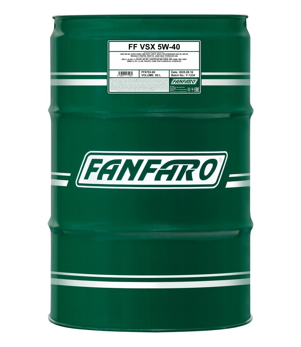 6702-060 Масло моторное синтетическое VSX SAE 5W-40 (60л.) FANFARO