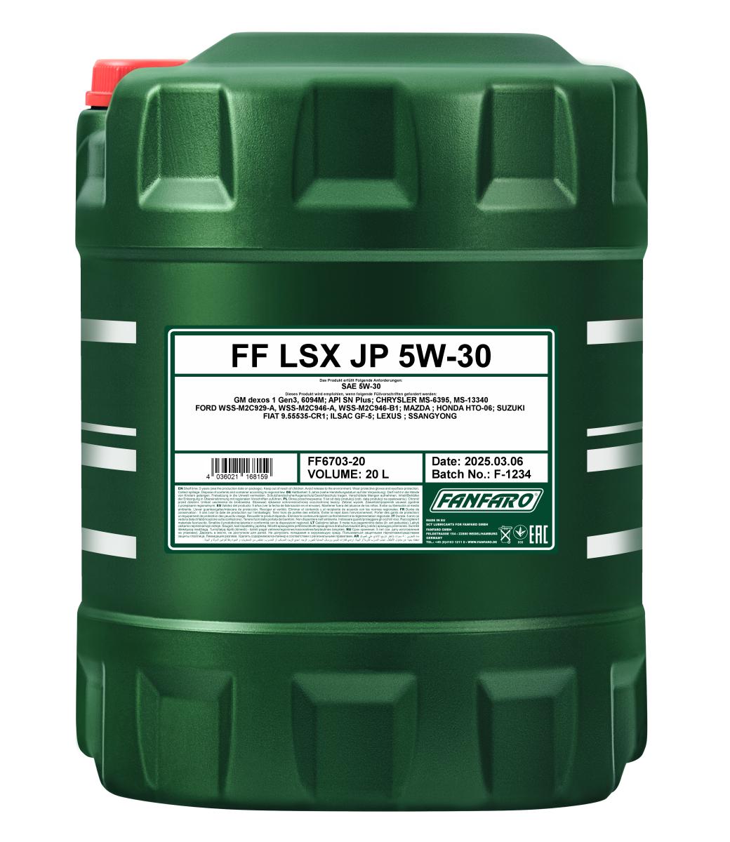 6703-020 Масло моторное синтетическое LSX JP SAE 5W-30 (20л.) FANFARO