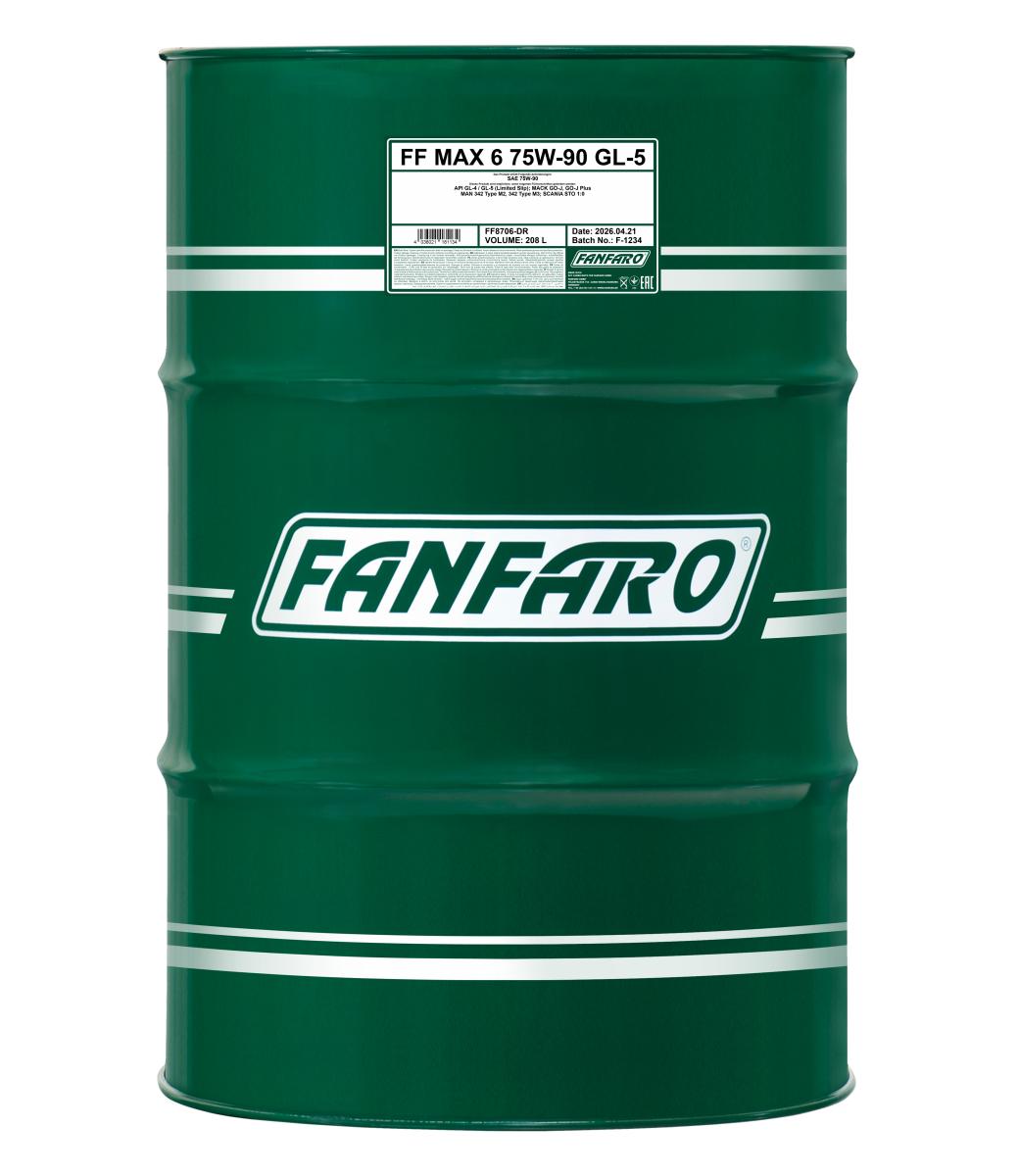 8706-208 Масло для МКПП (синт.) MAX 6 75W-90 GL-4/GL-5 (208л.) FANFARO