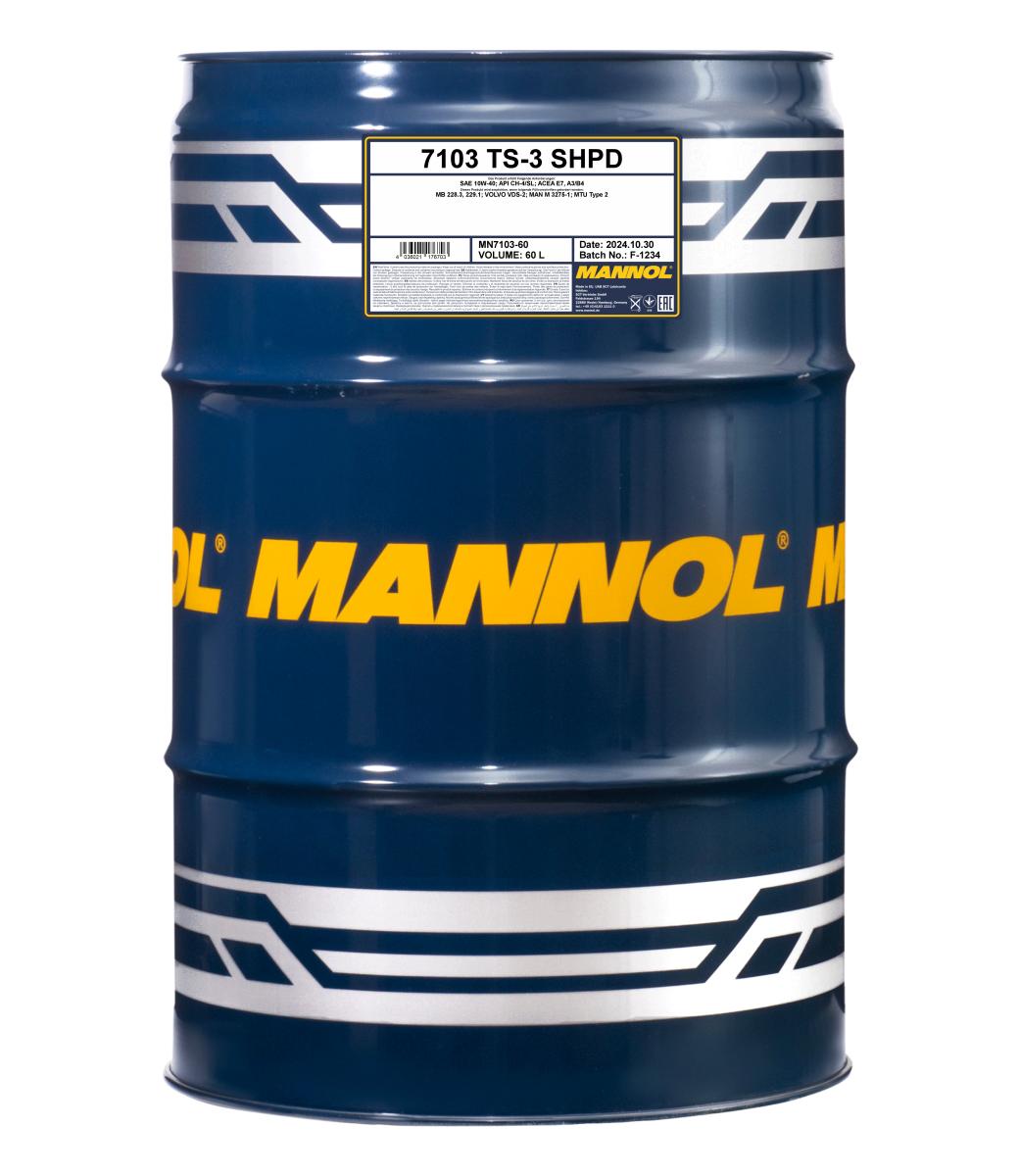7103-060 Масло моторное полусинтетическое TS-3 UHPD Extra 10W-40  (60л) MANNOL