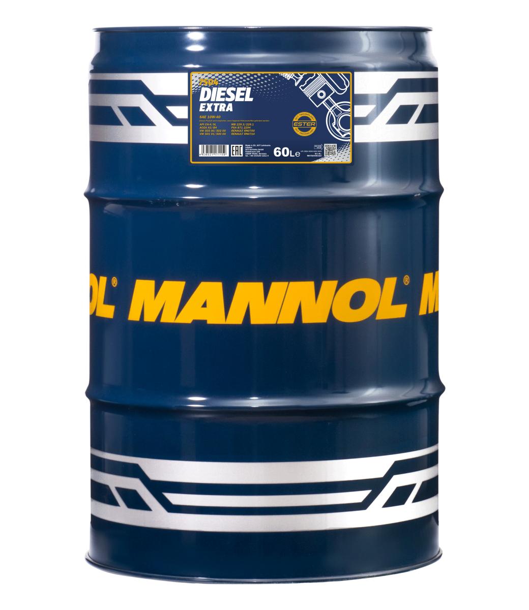 7504-060 масло мот.п/синт. Diesel Extra 10W40 (60л) MANNOL; API CH-4/SN, ACEA A3/B4