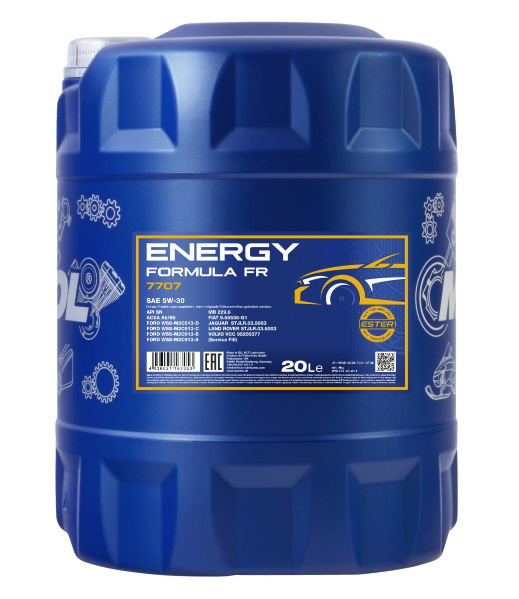 7707-020 масло мот.синт. Energy Formula FR 5W/30 (20л) MANNOL; API SN,ACEA A5/B5