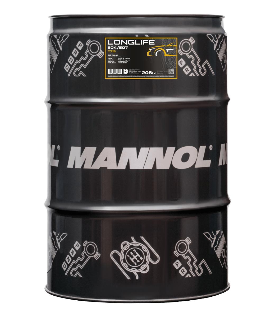 7715-208 масло мот.синт. Longlife 504/507 5W-30  (208л) MANNOL; API SN/CF, ACEA C3