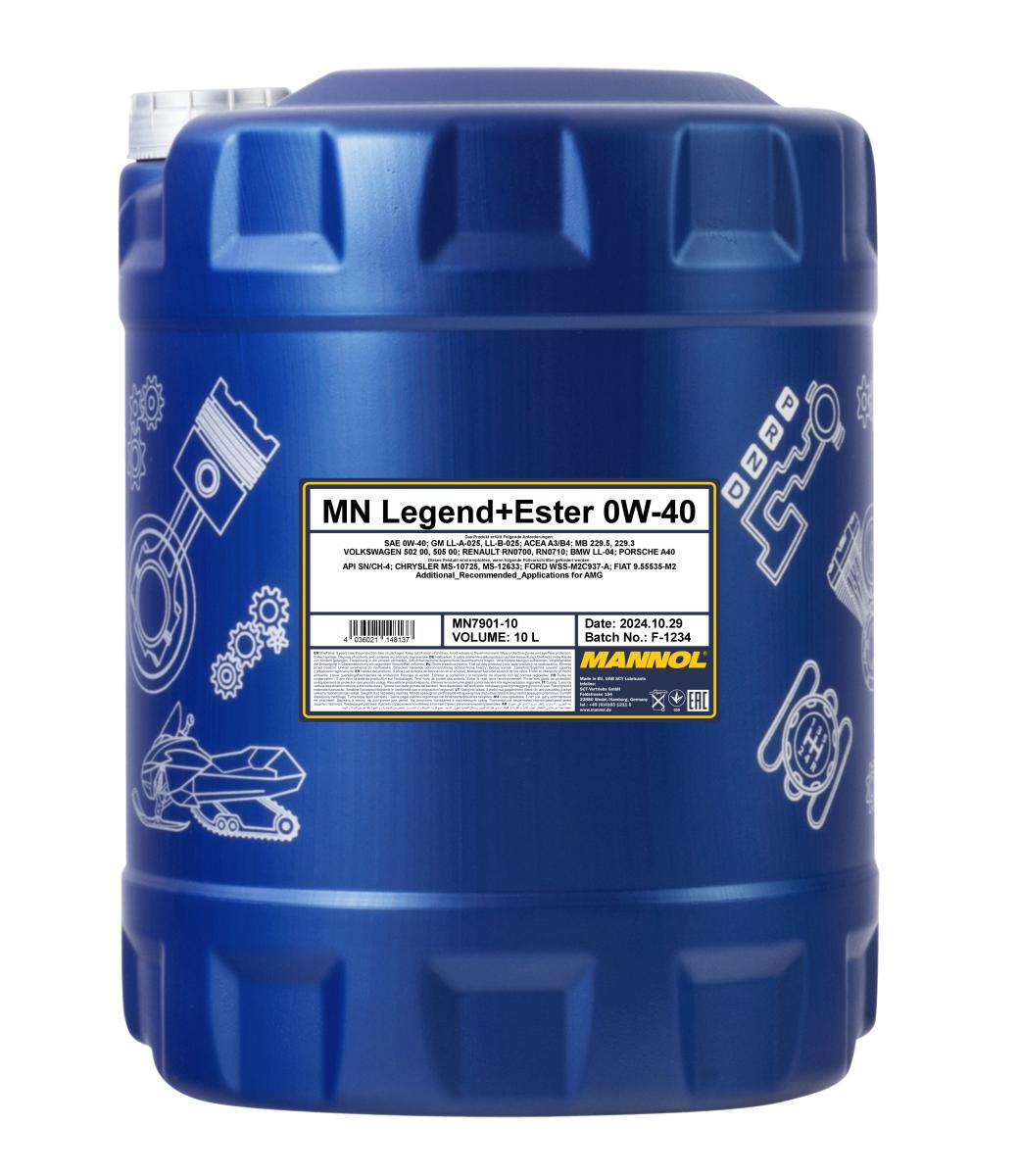 7901-010 масло мот.синт. Legend + Ester 0W-40  (10л) MANNOL; API SN/CH-4, ACEA A3/B4