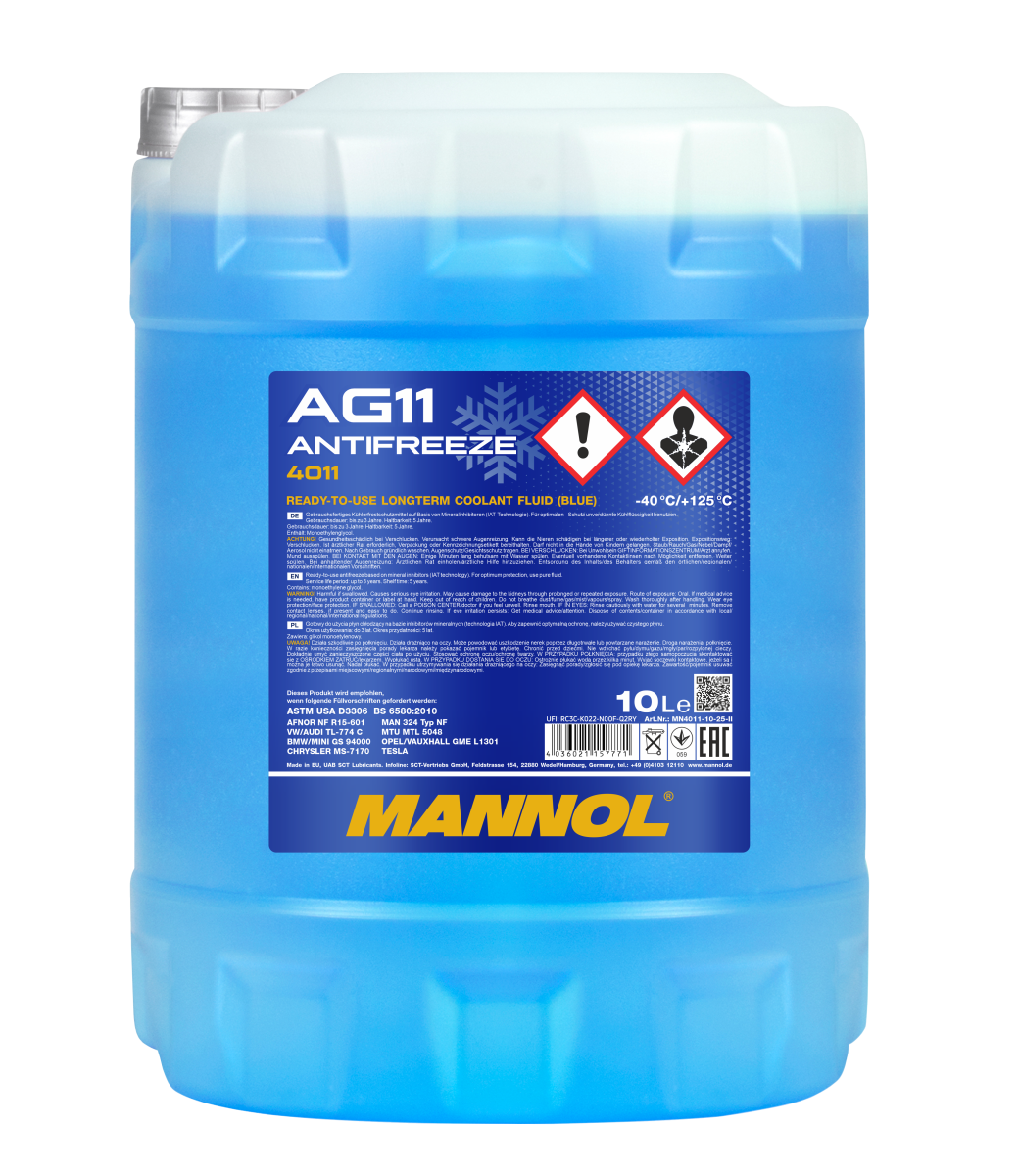 Антифриз голубой AG11 (-40°C) Longterm (10л) MANNOL