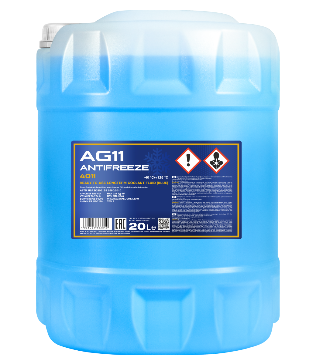 Антифриз голубой AG11 (-40°C) Longterm (20л) MANNOL 4011