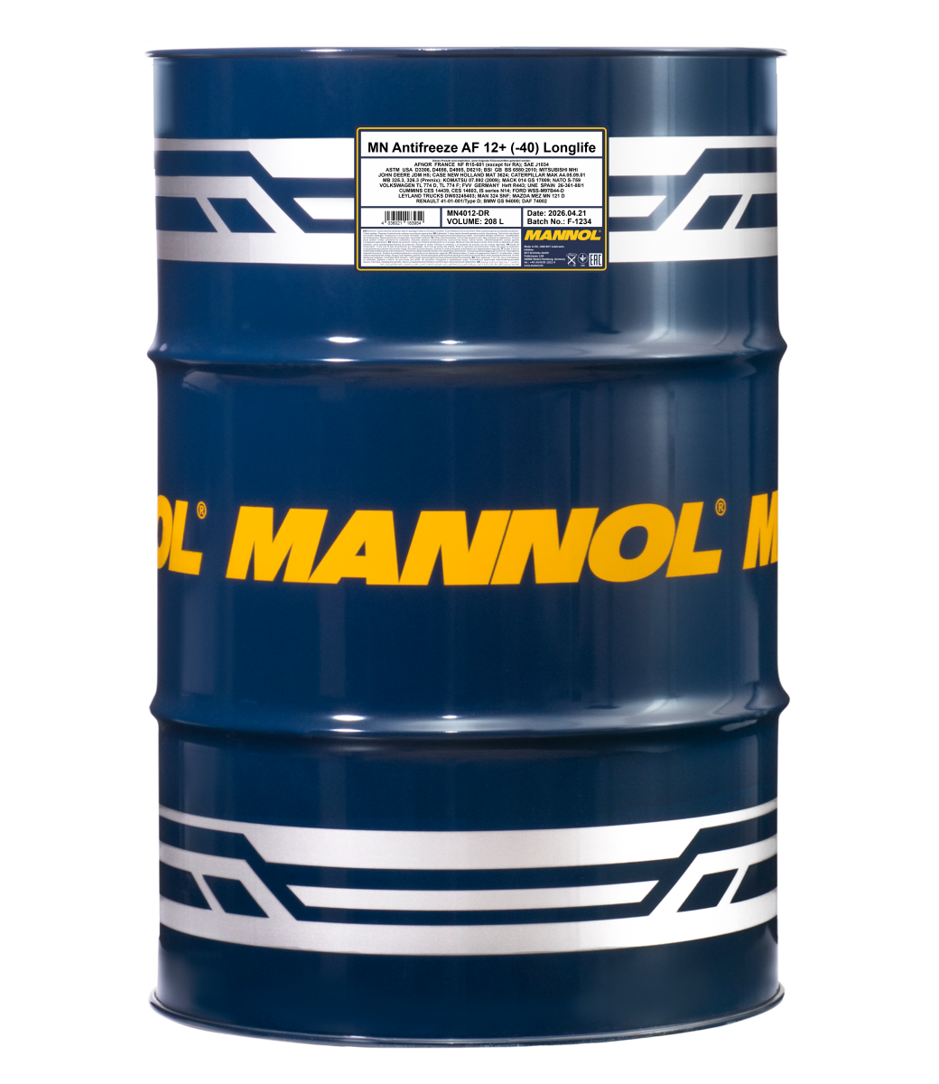 Антифриз красный AF12+ (-40°C) Longlife (208л) MANNOL 4012