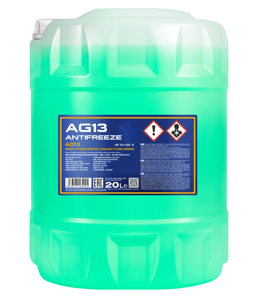 Антифриз зелёный AG13 (-40°C) Hightec (20л) MANNOL 4013