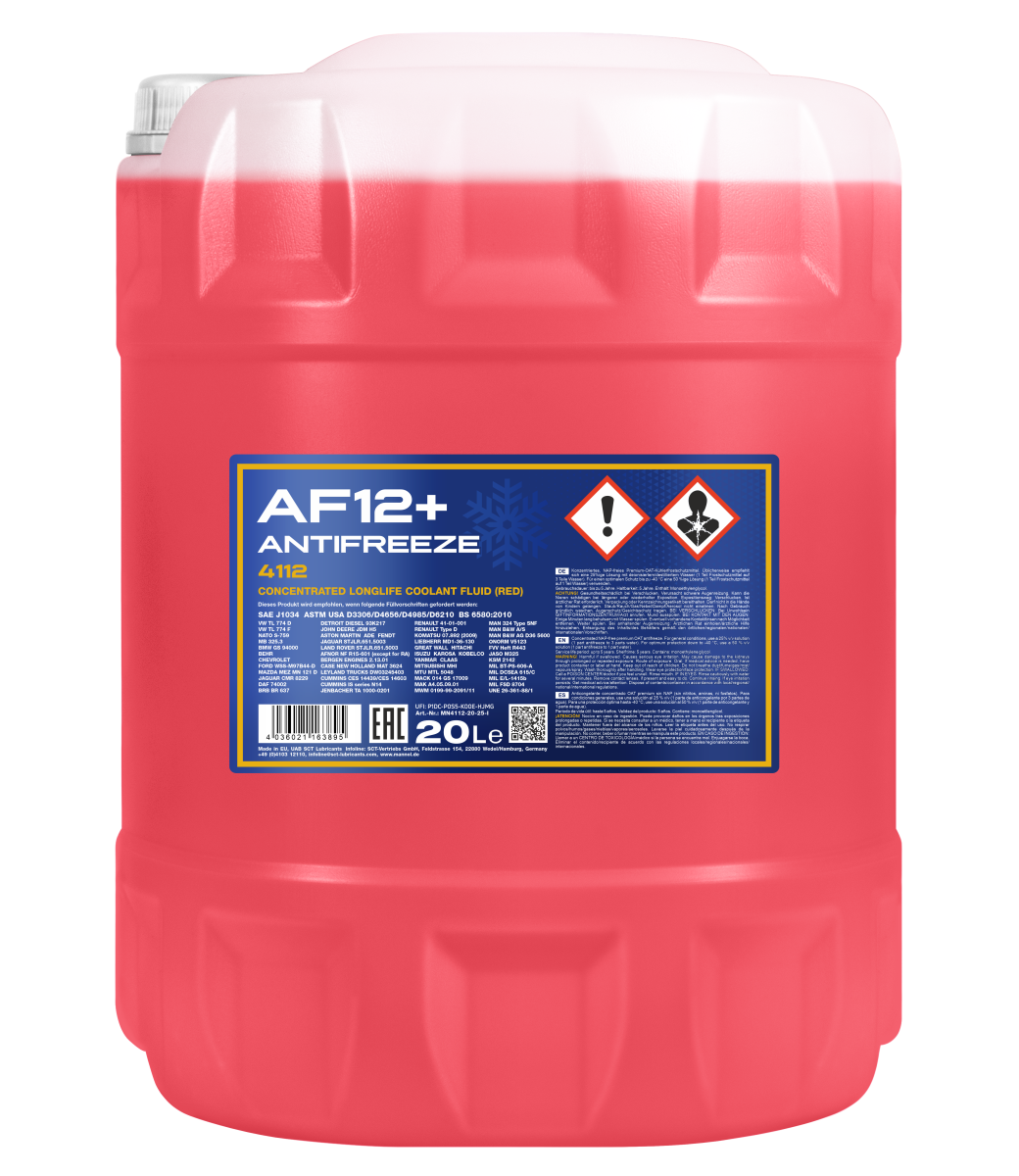 Антифриз красный концентрат AF12+ Longlife (20л) MANNOL 4112
