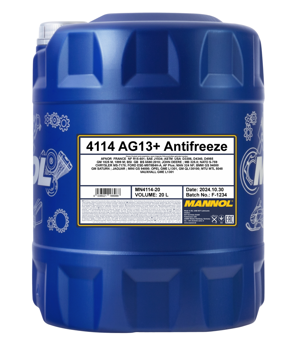 Антифриз жёлтый концентрат AG13+ Advanced (20л) MANNOL 4114