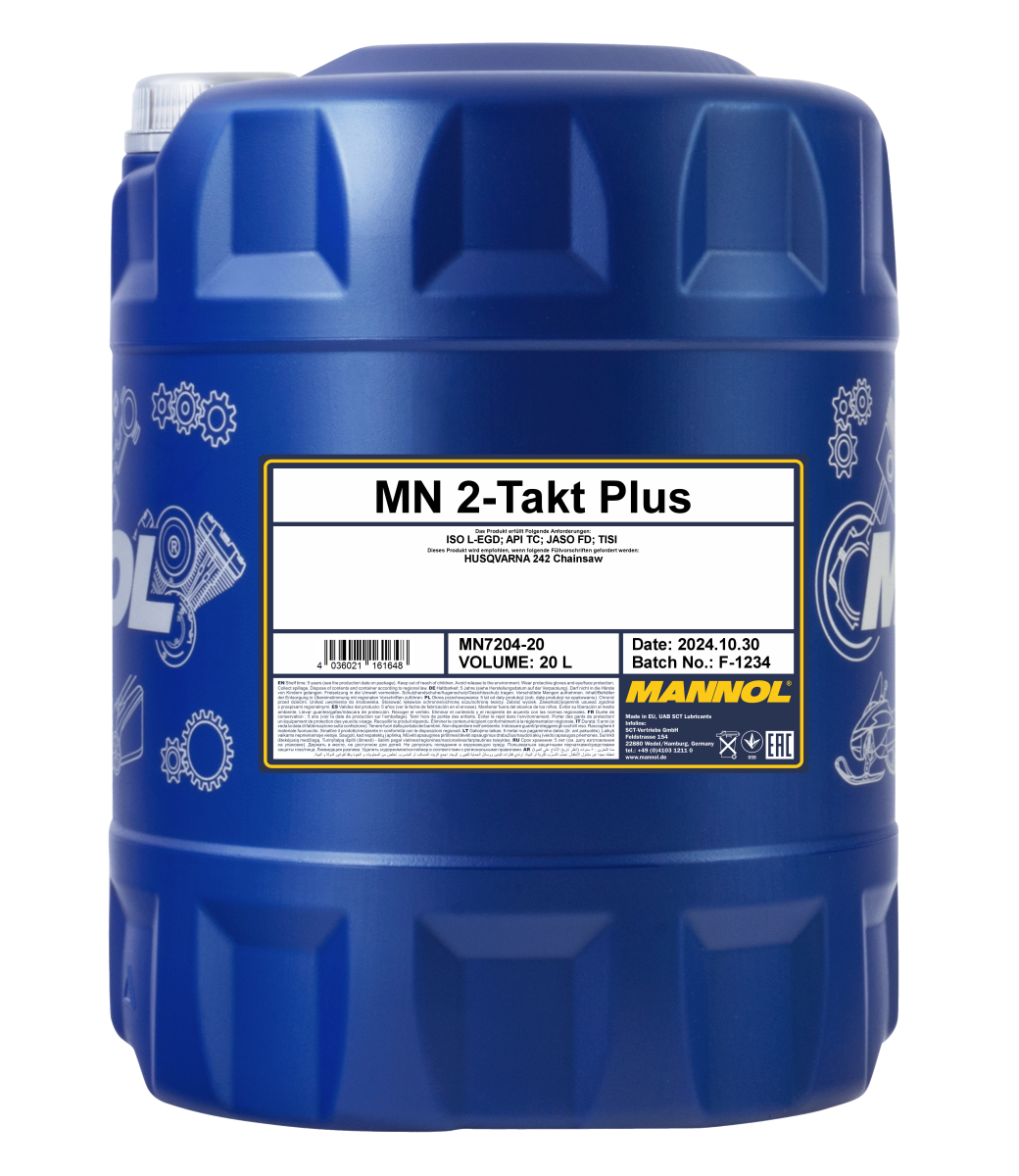 7204-020 масло мот.п/синт. для 2T двигателей 2-Takt Plus  (20л) MANNOL; API TC JASO FD