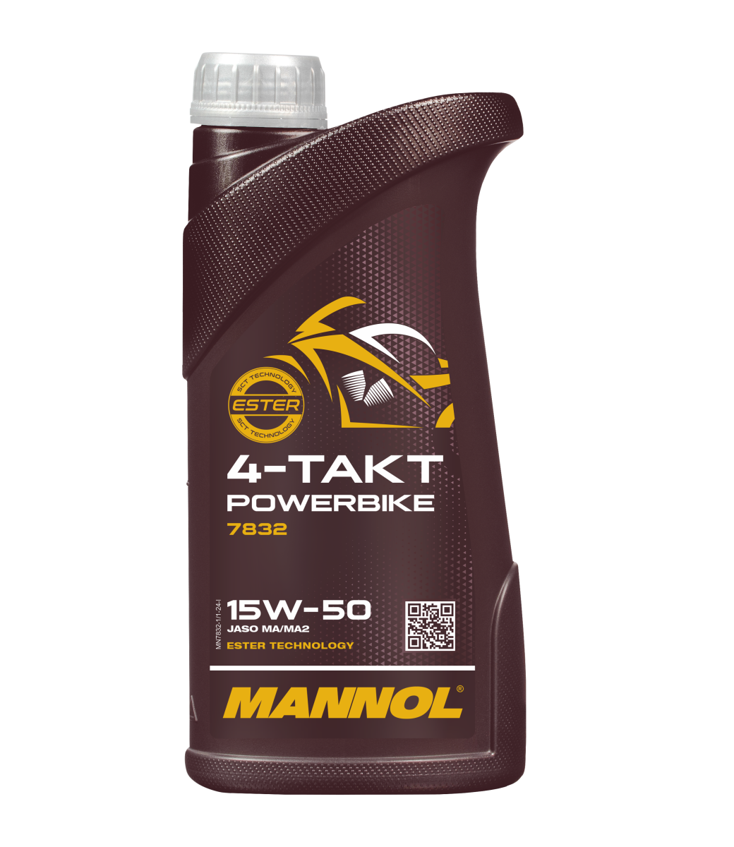масло мот.синт ester-содержащее д/мотоциклов и питбайков 4-Takt Powerbike 15W50 (1л) MANNOL