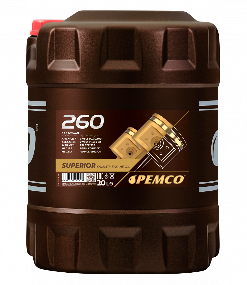Масло моторное полусинтетическое 260 SAE 10W-40 (20л) Pemco