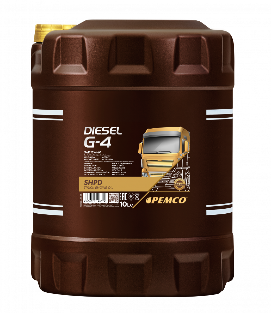 Масло моторное минеральное универсальное всесезонное Diesel G-4 SHPD SAE 15W-40 (10л) Pemco