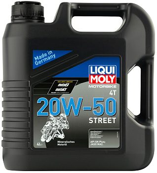 Минеральное моторное масло для 4тактных мотоциклов Motorbike 4T Street 20W50 (4л) LIQUI MOLY
