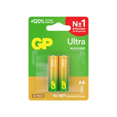 Батарейка алкалиновая GP Ultra G-Tech 15А AA (LR6), 2 шт.