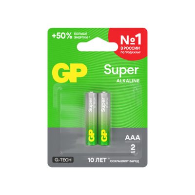 Батарейка алкалиновая GP Super G-Tech 24А АAА (LR03), 2 шт.