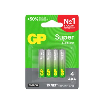 Батарейка алкалиновая GP Super G-Tech 24А АAА (LR03), 4 шт.