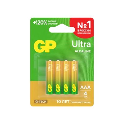 Батарейка алкалиновая GP Ultra G-Tech 24А АAА (LR03), 4 шт.