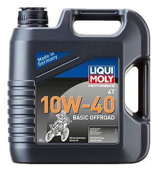 Минеральное моторное масло для 4тактных мотоциклов Motorbike 4T Basic Offroad 10W40 (4л) LIQUI MOLY