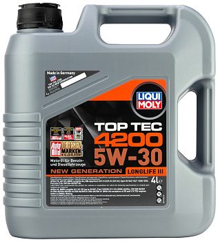 Синтетическое моторное масло Top Tec 4200 5W30 New Generation (4л) LIQUI MOLY