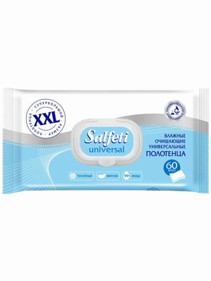 Полотенца влажные Universal очищающие XXL с клапаном №60 SALFETI