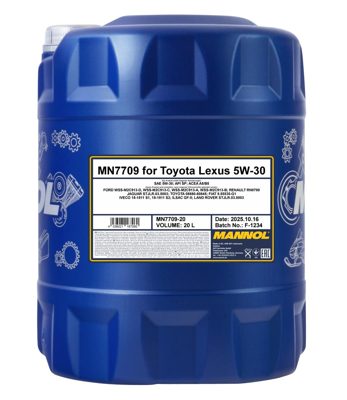 7709-020 масло мот.синт. For Toyota Lexus 5W-30  (20л) MANNOL; API SN Plus, ACEA A5/B5