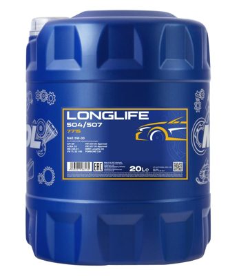 7715-020 масло мот.синт. Longlife 504/507 5W-30  (20л) MANNOL; API SN/CF, ACEA C3