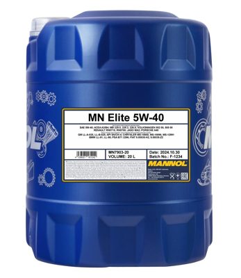 7903-020 масло мот.синт. Elite 5W/40 (20л) MANNOL; API SN/CH-4, ACEA A3/B4