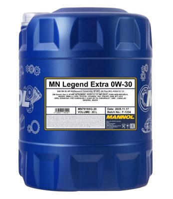 7919-020 масло мот.синт. Legend Extra 0W-30  (20л) MANNOL; API SP ACEA C3