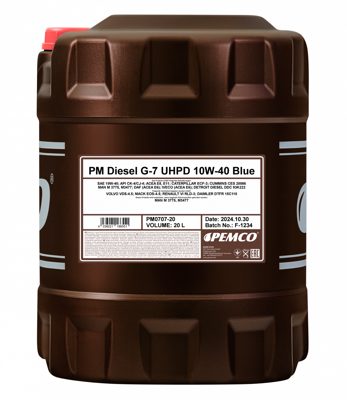 Масло моторное полусинтетическое универсальное всесезонное Diesel G-7 UHPD SAE 10W-40 (20л) Pemco